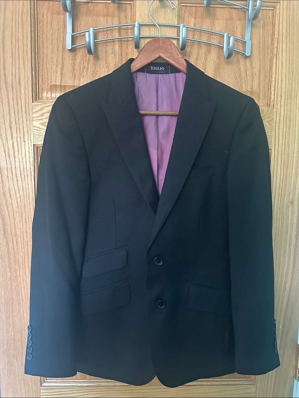 Men's Black Sport Coat with Purple Lining